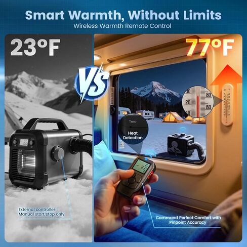 سخان ديزل 8 كيلو وات، الكل في واحد 7.5 لتر، سخان هواء ديزل ماكس 110/12/24 فولت مع التحكم في التطبيق، استشعار درجة الحرارة اللاسلكية ووضع الارتفاع لـ RV Garage Camper 2025 مطور in Kuwait