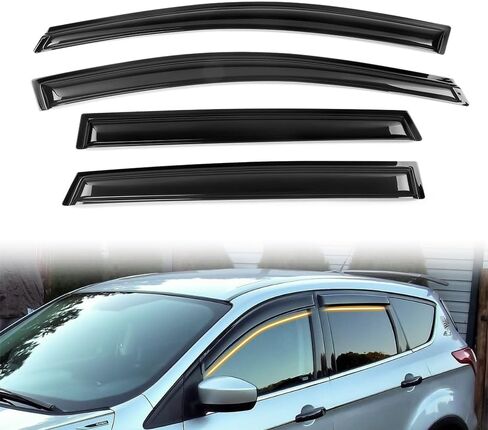 Tape on Window Visor Deflectors, Compatible with 2013-2019 Ford Escape, Acrylic Smoke Tinted Slim Style Window Rain Guards, Sun Wind Side Vent Visor Set, 4 Pieces in Saudi Arabia