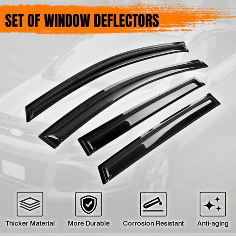 Tape on Window Visor Deflectors, Compatible with 2013-2019 Ford Escape, Acrylic Smoke Tinted Slim Style Window Rain Guards, Sun Wind Side Vent Visor Set, 4 Pieces in Saudi Arabia