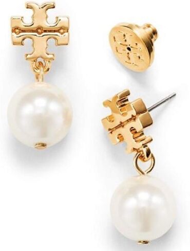 Tory Burch Logo Pearl Drop Earrings in Saudi Arabia