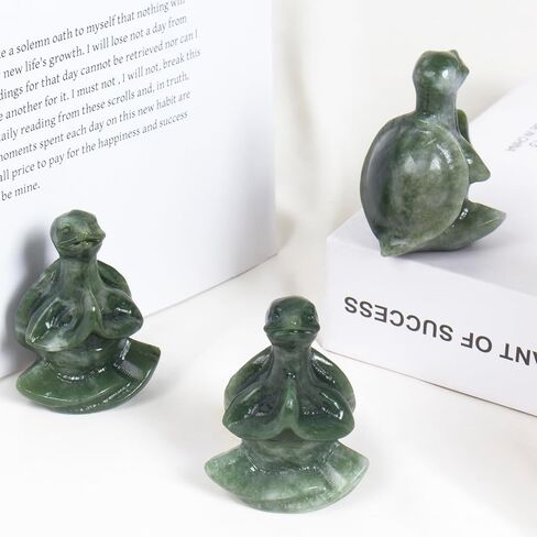 Green Jade Sea Turtle Meditation Crystal Yoga Sculpture,Hand Carved Healing Figurine Spiritual Decor Chakra Balancing Gift,Zen Statue for Home Office Decorations in Saudi Arabia