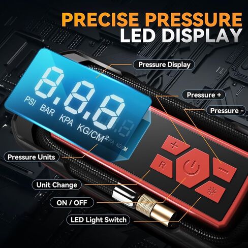 Auto Dynasty Digital Tire Inflator Portable Air Compressor, 12V DC 150 PSI Power Electric Car Tire Air Pump with LED Light and Pressure Gauge for Car, Motorcycle, Bicycle, Bike, Ball (Pink) in Saudi Arabia
