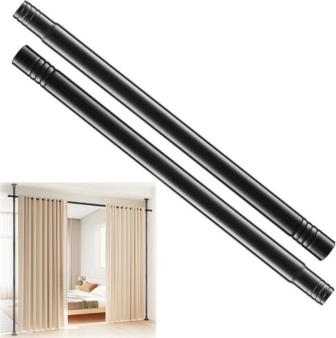 Extension Rods for Room Divider Curtain Rod,1'' Stainless Steel Rod, Floor to Ceiling Room Divider Extender, Black 14 inch in Kuwait