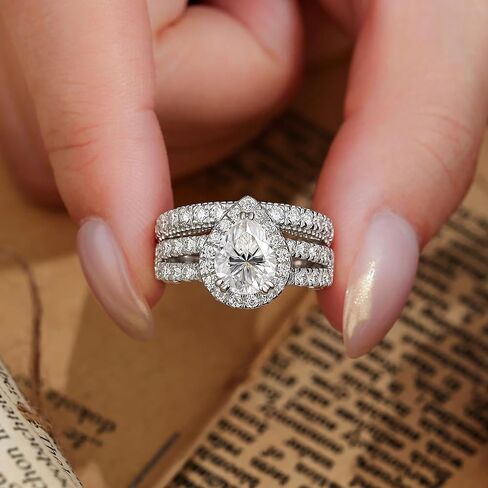 Vintage Moissanite Rings for Women Pear Cut Engagement Rings Wedding Bridal Sets for Her D Color VVS1 925 Sterling Silver in Saudi Arabia