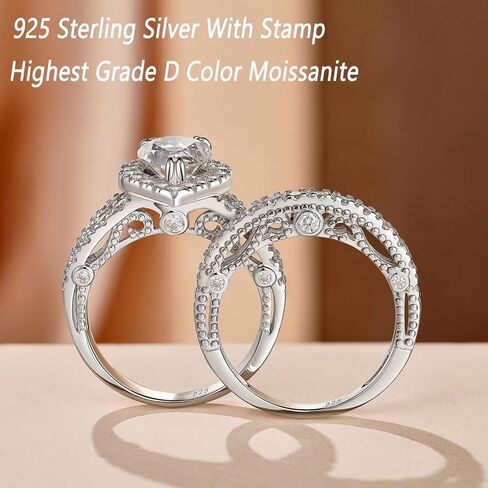 Vintage Moissanite Rings for Women Pear Cut Engagement Rings Wedding Bridal Sets for Her D Color VVS1 925 Sterling Silver in Saudi Arabia