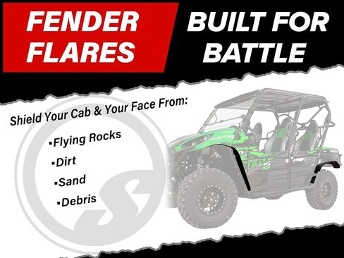 SuperATV Heavy-Duty Fender Flares Mud Guards for 2012+ Kawasaki Teryx 4 (See Fitment) | Extreme Durability | Protect Against Rocks, Dirt, Sand, & Mud in Saudi Arabia