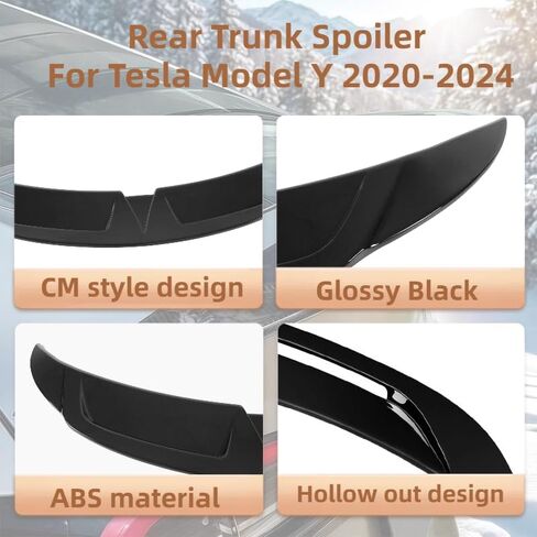 Rear Trunk Spoiler for Tesla Model Y 2020 2021 2022 2023 2024 Rear Spoiler Wing Trunk Lip Spoiler Tail Wing ABS (Glossy Black) in Saudi Arabia