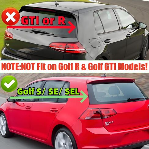 جناح سقف النافذة الخلفية + فاصل الشفاه للجناح الجانبي مناسب لسيارة Volkswagen VW Golf S/SE/SEL/ MK7/ MK7.5 2015-2021، جناح علوي للباب الخلفي باللون الأسود اللامع مكون من 3 قطع من الملحقات الخارجية in Kuwait