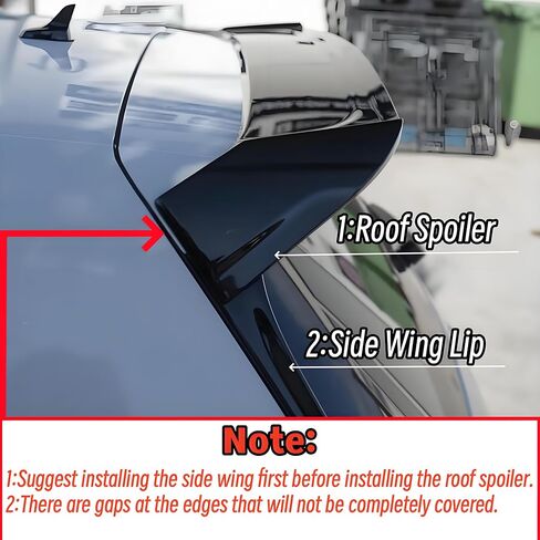 جناح سقف النافذة الخلفية + فاصل الشفاه للجناح الجانبي مناسب لسيارة Volkswagen VW Golf S/SE/SEL/ MK7/ MK7.5 2015-2021، جناح علوي للباب الخلفي باللون الأسود اللامع مكون من 3 قطع من الملحقات الخارجية in Kuwait