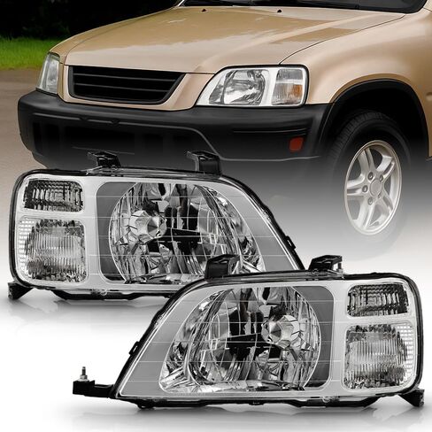 KEEKPO - Compatible with 1997 1998 1999 2000 2001 Honda CRV CR-V Chrome Headlights Headlamps Pair Replacement Left+Right in Saudi Arabia