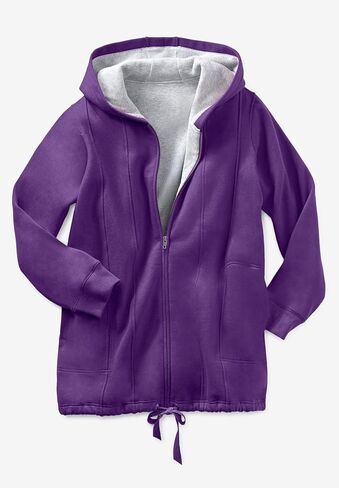 Woman Within Plus Size Thermal Waffle Lined Fleece Hoodie Oversized in Saudi Arabia