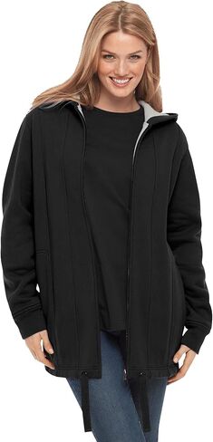 Woman Within Plus Size Thermal Waffle Lined Fleece Hoodie Oversized in Saudi Arabia