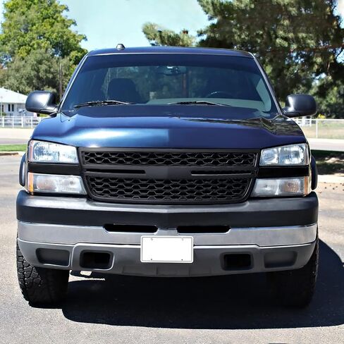 Spec-D Tuning Matte Black Honeycomb Front Bumper Grille Compatible with 2005-2007 Chevy Silverado 2500HD 3500HD Pickup Truck in Saudi Arabia