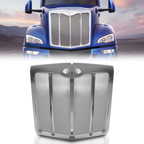 Chrome Front Hood Radiator Replacement Grille fit for 2023+ Peterbilt 579 (With Bug Screen) in Saudi Arabia