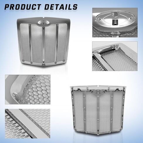 Chrome Front Hood Radiator Replacement Grille fit for 2023+ Peterbilt 579 (With Bug Screen) in Saudi Arabia