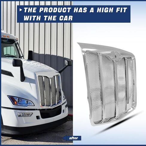 Chrome Front Hood Radiator Replacement Grille fit for 2023+ Peterbilt 579 (With Bug Screen) in Saudi Arabia