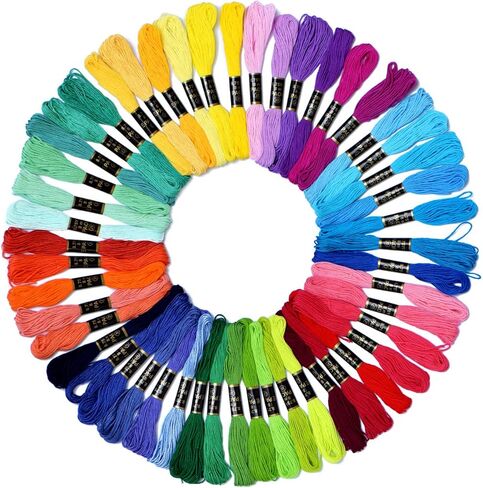 Embroidery Floss Rainbow Color 109 Skeins Per Pack Cross Stitch Threads Friendship Bracelets Floss Crafts Floss with 3 Weaved Plate（105 pcs Embroidery Floss +4 Metallic Embroidery Thread in Kuwait