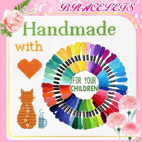 Embroidery Floss Rainbow Color 109 Skeins Per Pack Cross Stitch Threads Friendship Bracelets Floss Crafts Floss with 3 Weaved Plate（105 pcs Embroidery Floss +4 Metallic Embroidery Thread in Kuwait