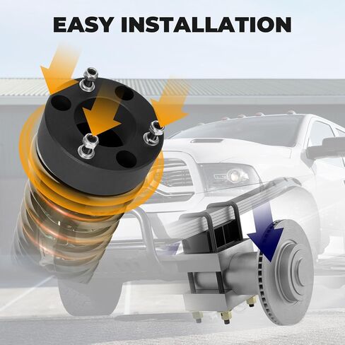 طقم رفع التسوية الأمامي والخلفي 3 بوصة لـ 2004-2024 Ford F150 2WD/4WD مجموعات تسوية الفواصل الدعامة مع فواصل سوداء ومسامير U وكتل الرفع in Kuwait