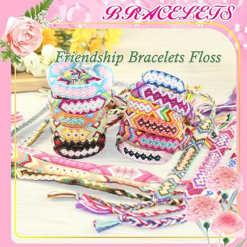 Embroidery Floss Rainbow Color 109 Skeins Per Pack Cross Stitch Threads Friendship Bracelets Floss Crafts Floss with 3 Weaved Plate（105 pcs Embroidery Floss +4 Metallic Embroidery Thread in Kuwait