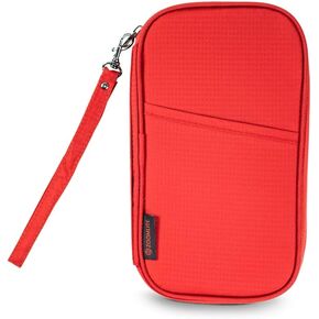 Premium Travel Document Organizer, Travel Wallet Passport Holder Family 4 with RFID Protection and Removable Wristlet - Fits Passports Bag, Cards, Money, and More for Women and Men – Red