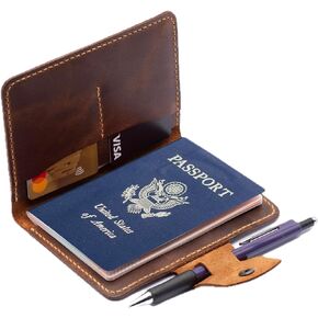 Handmade Passport Leather Case, Wallet Credit Card Holder (Camel)