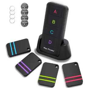 Key Finder,Midlocater 85dB+ Remote Finder Item Tracker RF Locator with Sound,Item Locator Tags with 131ft. Working Range for Finding Key Remote Wallet Passport Pet Phone,1RF Transmitter 4 Receivers