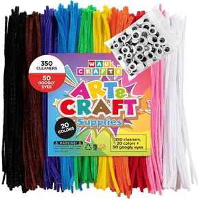 400 قطعة - 350 منظف أنابيب بـ 20 لونًا + 50 عين جوجلي - مجموعة سيقان شانيل للحرف اليدوية وديكورات المنزل (12 بوصة × 6 مم) in Kuwait