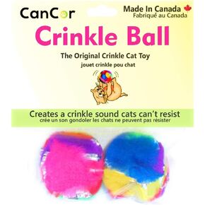 Cat Crinkle Balls 1.5 Inch (2-Pack) - Mini Crinkle Cat Toys for Indoor Cats - Multi-Color Cat Crinkle Toy - Canadian-Made Crinkle Balls for Cats