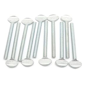10pcs Carbon Steel Thumb Screw 1/4"-20 x 2-1/2" Galvanized Racket Screw, Silver