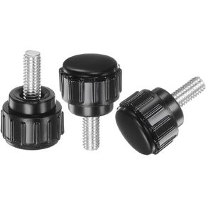 uxcell 30pcs M4 x 10mm Male Thread Knurled Knobs, Thumb Screws Clamping Knobs Grip Plastic Round Head Hand Knobs Thumbscrews, Black