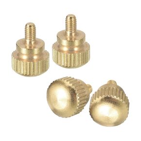uxcell M6x16mm Knurled Thumb Screws, 5pcs Brass Knurled Thumb Screws Bolts with Shoulder Grip Knobs Fasteners, Brass Tone