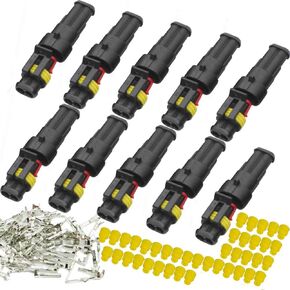 3 pin connector kit, 10 Kit Car Auto Electrical Connectors, Series Terminals Water Resisted for Car, Truck, Boat(3 pin Connector)