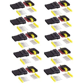 ZYTC 10 Kits 3 Pin Way Car Waterproof Wire Connector Plug Auto Electrical Wire Connectors AWG