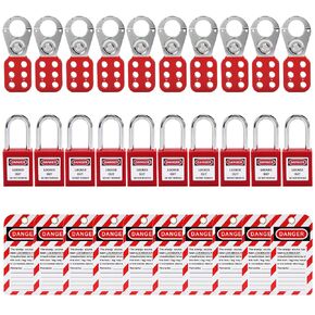 Lockout Tagout Locks Kit,10 Loto Locks,10 Lockout Tags,10 Loto Hasps,OSHA Compliant Lock Out Tag Out Safety Padlocks Set,Lockout Hasps and Loto Tag for Electrical Lock Out Tag Out Station