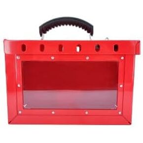 Lockout Tagout Lock Box Portable Group Loto Box Kit Safety Padlock Box 1Pack for Lock Out Tag Out Station (Visualization), Red Lock Box for OSHA Compliant Group Loto Procedures