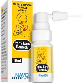 NAVEH PHARMA Itchy Ears Remedy Ear Cleaning and Itch Relief | Treats All Causes of Ear Itchiness | Jet Spray for Eczema Treatment & Clogged Ear Relief | Ear Wax Removal & Ear Drops Wash (0.5 Fl Oz)