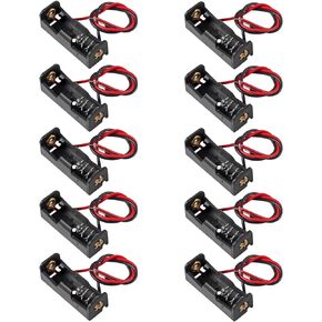 10pcs A23 Battery Holder 23A Battery Holder with Wire 12V Battery Holder Spring Clip Case Black Plastic Housing
