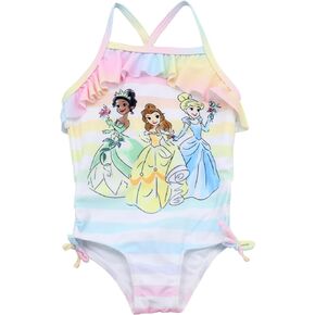 Disney Princess One Piece Swimsuit for Girls - Ariel, Cinderella, Elsa, Tiana, Belle (Infant/Toddler/Little Girls)