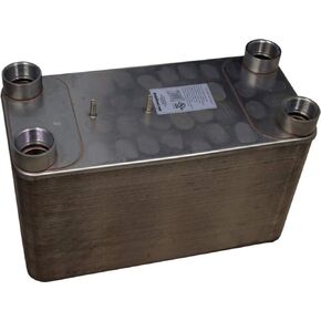Duda Energy HX115040:F200 B3-115A 40 Plate Stainless Steel Heat Exchanger with 2" Female NPT Ports Copper Brazed, 4" Height, 10" Width, 21.1" Length