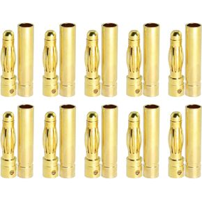 20Pairs 4mm Gold-Plated Brass Bullet Banana Plug Male Female Bullet Banana Connector RC Part for ESC Battery Motor