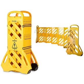 Alpine Commercial Safety Barriers, 13 Foot Expandable Mobile Barricade System - Folding Portable Barrier, Traffic Barricade Fence, Plastic Barricade for Construction, Traffic Control, Driveway Gate