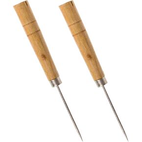 Wood Handle Scratch Marking Awl for Book - Pack of 2 - Awls for Leather Work - Bookbinding Working Straight Awl Tool