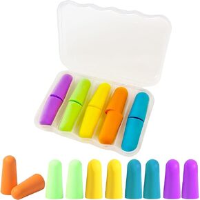 5 Pairs Multicolored Earplugs, Earplugs for Sleeping, Noise Canceling Earplugs, Soft Foam Earplugs, with Portable Storage Bag, for Sound Insulation Earplugs Ear Care