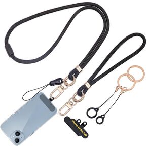 Cell Phone Lanyard with Safety Breakaway Buckle, 1xPhone Neck Strap, 1xPhone Wrist Lanyard Strap, 2×Phone Patches, 2xKeyrings, 2xPen Holders
