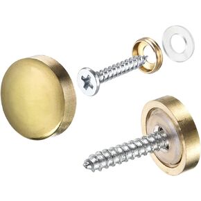 Mirror Screws (16mm/0.63") 12Pcs, Decorative Cover Cap Nails Polished - for Sign Advertising Hardware, Construction, Gold Tone