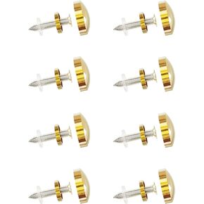8 PCS 14mm(0.55") Mirror Screws, Brass Decorative Caps Cover Fasteners, Metal Mirror Nails, Polished Cambered Gold Lid