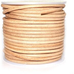 كوردز كرافت® | سلك جلدي مستدير طبيعي 2 مم لصنع المجوهرات والأساور والقلادات DIY حرفية خرز عمل Kumihimo تجديل يلتف الحرف اليدوية ومشروعات الهوايات | لفة 20 مترا in Kuwait