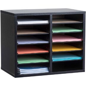 AdirOffice Wooden Adjustable Literature Organizer, 36 Compartment Office Mailbox, or Classroom Literature Organizer, White