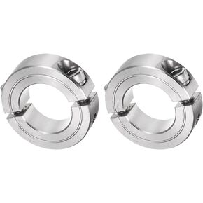 uxcell 2pcs Double Split Clamp-On Shaft Collar 1" Bore Two-Piece Clamping Collar, 1-3/4" OD, 1/2" Width, 304 Stainless Steel Axle Collar Clamp, Set Screw Style